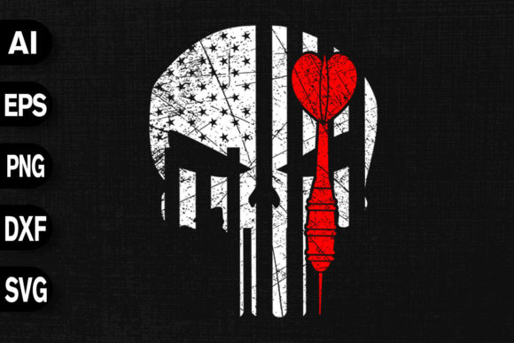 American Flag Red Dart Skull Graphics