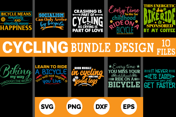 Bicycle T-shirt Design Bundle 10: Graphics & Print Templates