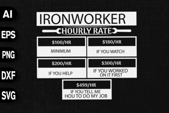 Funny Ironworker Hourly Rate Graphics