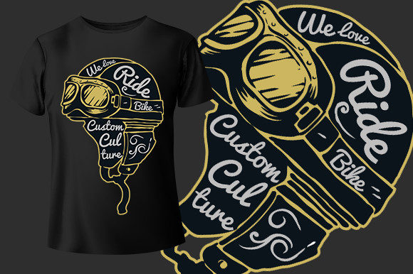 Helmet Motorcycle T-Shirt Design: Graphics and Print Templates
