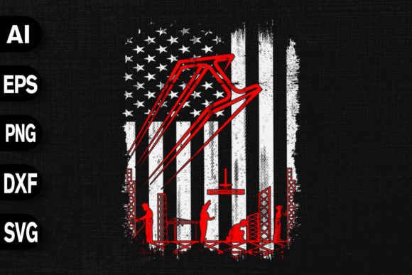 Ironworker American Flag Graphics for T-Shirt Designs