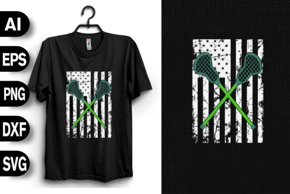 Lacrosse American Flag Graphics for T-Shirt Designs