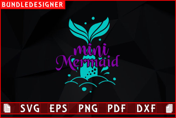 Mini Mermaid-Svg T-shirt Design: Graphics for Print Templates