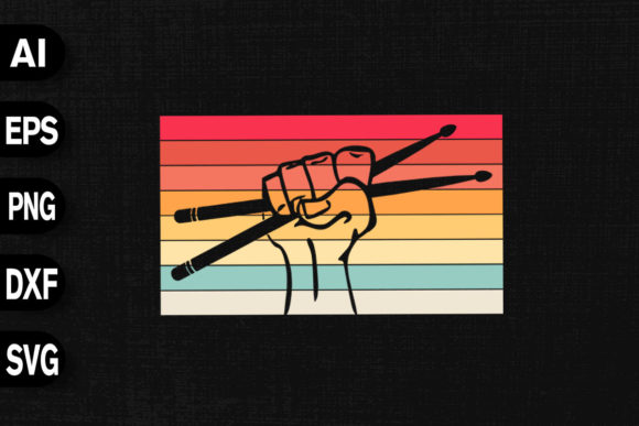 Retro Vintage Drum Player Graphics