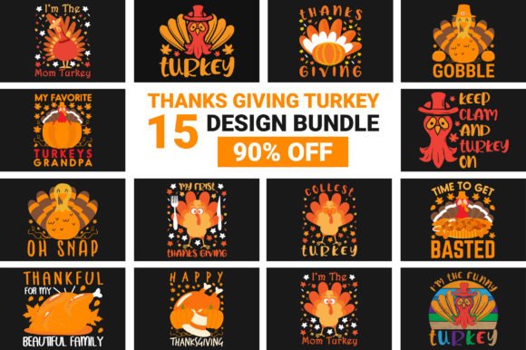 Thanksgiving Turkey T-Shirt SVG Bundle
